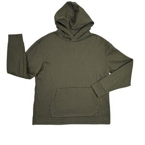 Express Textured Hoodie Mens Medium M Rosin Green Pullover Waffle Knit Soft